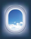 Airplain illuminator view of the blue sky and clouds. Royalty Free Stock Photo