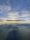 Airplaine cloudy sky view, Dubrovnik, Croatia Royalty Free Stock Photo