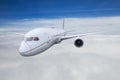 Airplaine passenger fly over blue sky