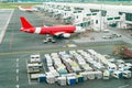 Airplains and freight containers in airport