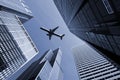 Airplane above city of Chicago. Royalty Free Stock Photo