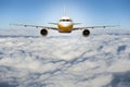 Airplane above cloud and sky Royalty Free Stock Photo