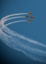 Airplane air show team smoke trail Synchronized Royalty Free Stock Photo