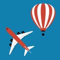 Airplane and AirBalloon Icons on the blue background