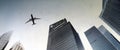 Airplane Aircraft Cityscape Skyline Skyscraper Concept Royalty Free Stock Photo