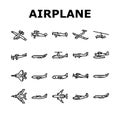 airplane aircraft plane travel icons set vector Royalty Free Stock Photo