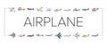 airplane aircraft plane travel icons set vector Royalty Free Stock Photo