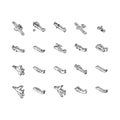 airplane aircraft plane travel isometric icons set vector Royalty Free Stock Photo