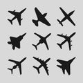 Airplane, aircraft vector icons