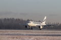 Airplane airline FINNAIR. Airplane at the airport. Passenger transportation. Official autumn spotting at Pulkovo November 28, 2018