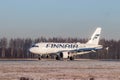 Airplane airline FINNAIR. Airplane at the airport. Passenger transportation. Official autumn spotting at Pulkovo November 28, 2018