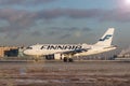 Airplane airline FINNAIR. Airplane at the airport. Passenger transportation. Official autumn spotting at Pulkovo November 28, 2018