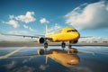 airplane on the airport runway on bright sunny day Royalty Free Stock Photo