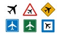 Airplane or airport vector sign set Royalty Free Stock Photo