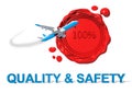 Airplane airports quality safety seal 100 after covid-19 coronavirus - 3d rendering