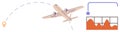 Airplane and Analytics Concept Flight Path, Destination Pin, and Data Chart Visualization Royalty Free Stock Photo
