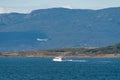 Airplane on approach to Ushuaia International Airport, Argentina