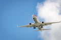 Airplane approaching the airport and landing in Miami