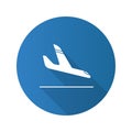 Airplane arrival flat design long shadow glyph icon Royalty Free Stock Photo