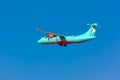 Airplane ATR72-600 (UR-RWA) of Windrose Airlines is taking-off from Boryspil International Airport