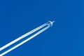 Airplane aviation airport contrail the clouds Royalty Free Stock Photo