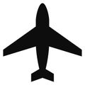 Airplane black icon. Flight sign. Airport symbol