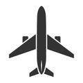 Airplane black icon, flight and transport symbol