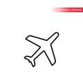 Airplane black outline icons. Thin line airplane icon.