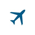 Airplane Blue Icon On White Background. Blue Flat Style Vector Illustration