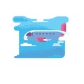 Airplane on blue sky, airplane icon