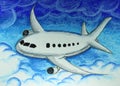 Airplane In Blue Sky Painting
