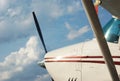 Airplane on blue sky, private flight