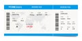 Airplane boarding pass design. Plane travel ticket illustration. Air admission template.