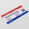 Airplane Boarding Pass with QR Code and Red and Blue Design Elements airplane ticket flight ticket Royalty Free Stock Photo