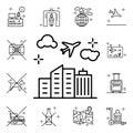 Airplane, buildings, flight icon. Airport icons universal set for web and mobile Royalty Free Stock Photo