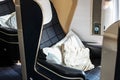 Airplane business class cabin with comfortable seats