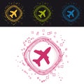 Airplane Buttons - Colorful Circle Vector Illustration - Isolated On Black And White Background Royalty Free Stock Photo