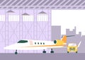 Airplane and Car in Hangar Private Jet Flight Royalty Free Stock Photo