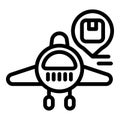 Airplane cargo loading icon outline vector. Linear service