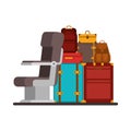 Airplane chair with pile suitcases