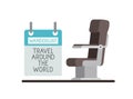 Airplane chair with wanderlust label