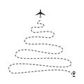 Airplane Christmas tree track to point, line way or air lines