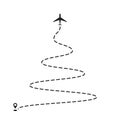 Airplane Christmas tree track to point, line way or air lines