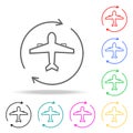 Airplane circle arrow colored icons. Element of sewing multi colored icon for mobile concept and web apps. Thin line icon for webs