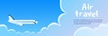 Airplane Cloud Blue Sky Banner Royalty Free Stock Photo