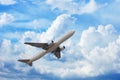 Airplane in cloudsape Royalty Free Stock Photo