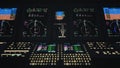 Airplane cockpit controls and avionics dashboard. Royalty Free Stock Photo
