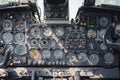 Airplane Cockpit Equipment with indicators, buttons, and instruments. Royalty Free Stock Photo