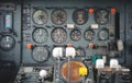 Airplane Cockpit Equipment with indicators, buttons, and instruments. Royalty Free Stock Photo