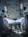 Airplane cockpit fisheye view during day time